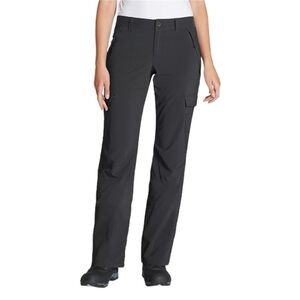 Eddie Bauer Womens Flexion Polar Lined Pants Straight Black Green 8P #1315